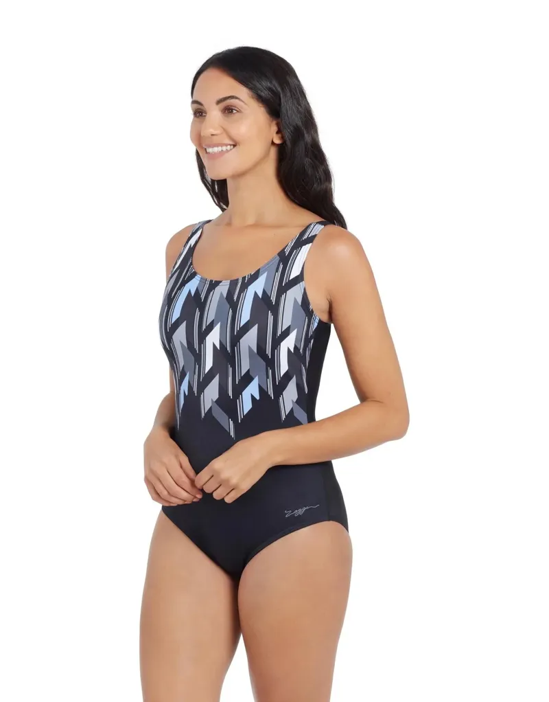 Zoggs Ladies Metropolis Print Adjustable Scoopback Swimsuit-3